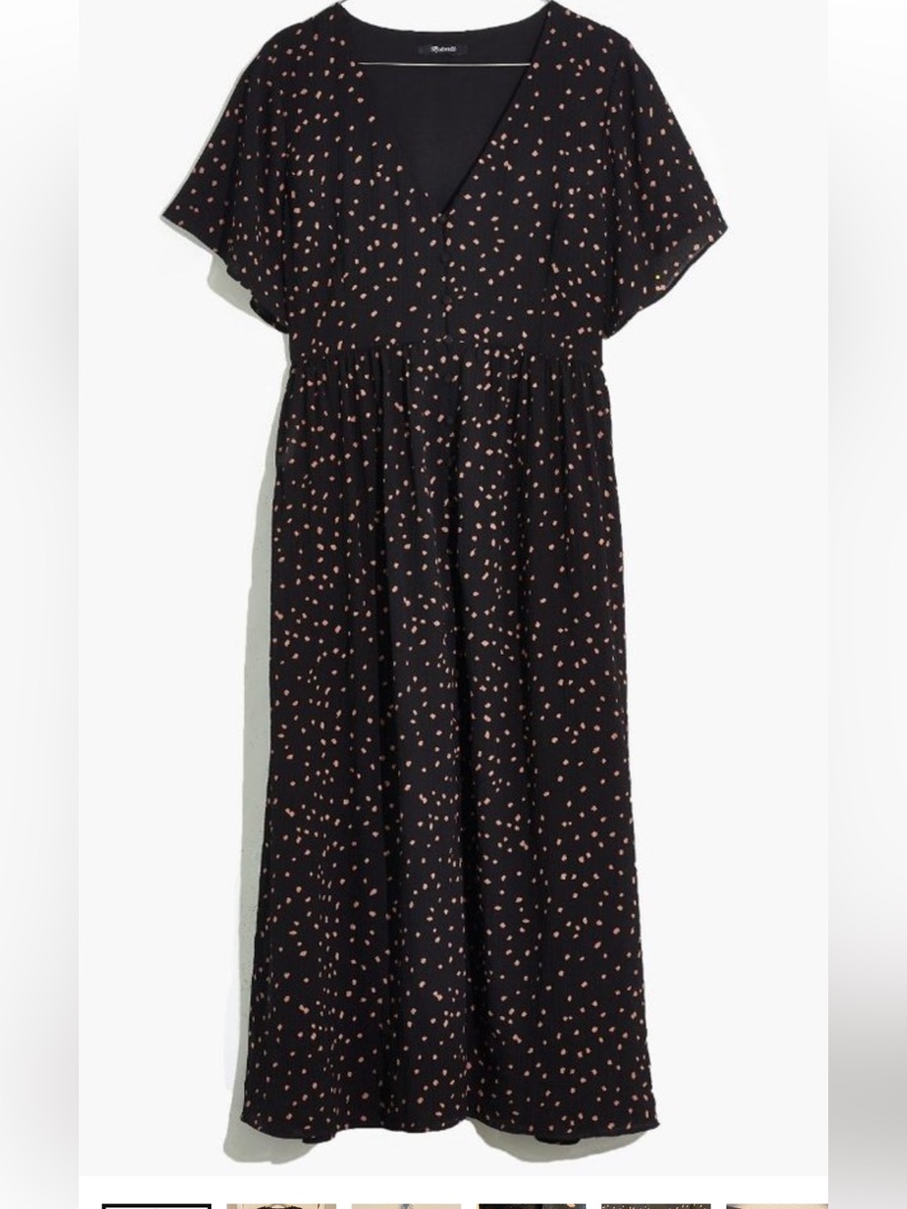 Flutter-Sleeve Button-Front Midi Dress in Confetti Toss